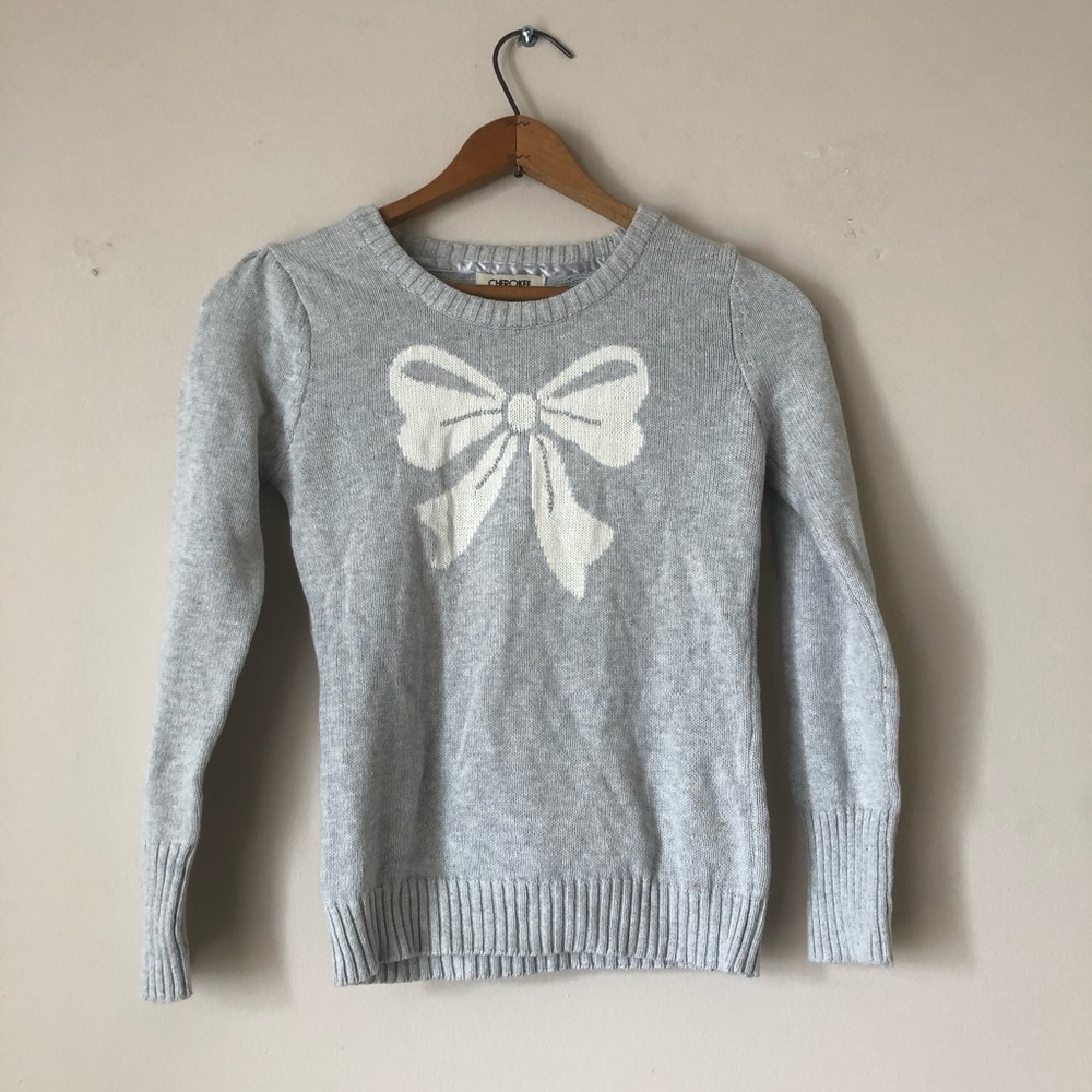 Cute Bow Grey Sweater